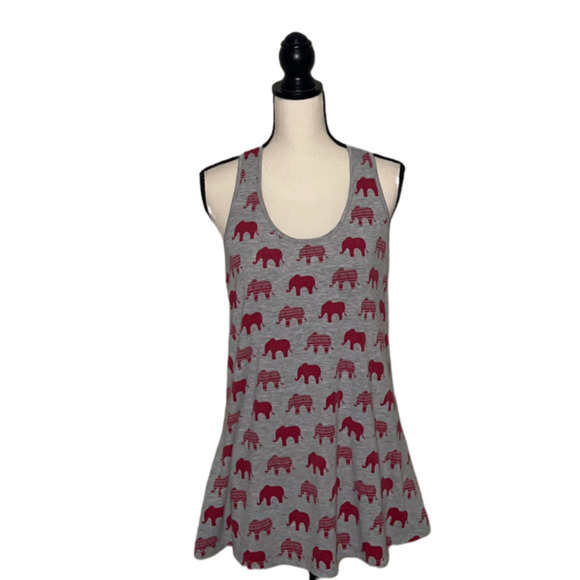 Rue Luju Maternity Top Gray Red Elephant Print Racer Back Tank Womens Large - Picture 1 of 12